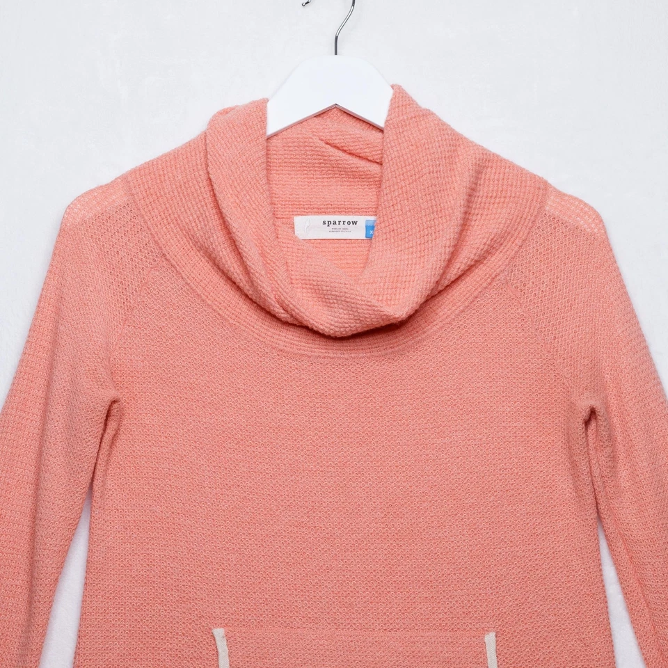 Suéter Sparrow Waffle malha coral gola capuz mistura de lã leve tamanho XS - Imagem 2 de 4