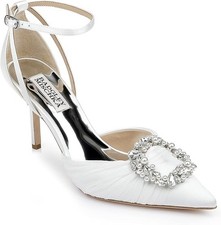 Badgley Mischka Women's Nisha Pump, WHITE Satin, SZ 8.5