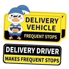 Delivery Driver Magnet for Car, Reflective Caution Frequent Stops Car Yellow