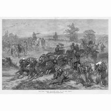 RUSSO-TURKISH WAR Turks Hauling up Guns to the Front - Antique Print 1877
