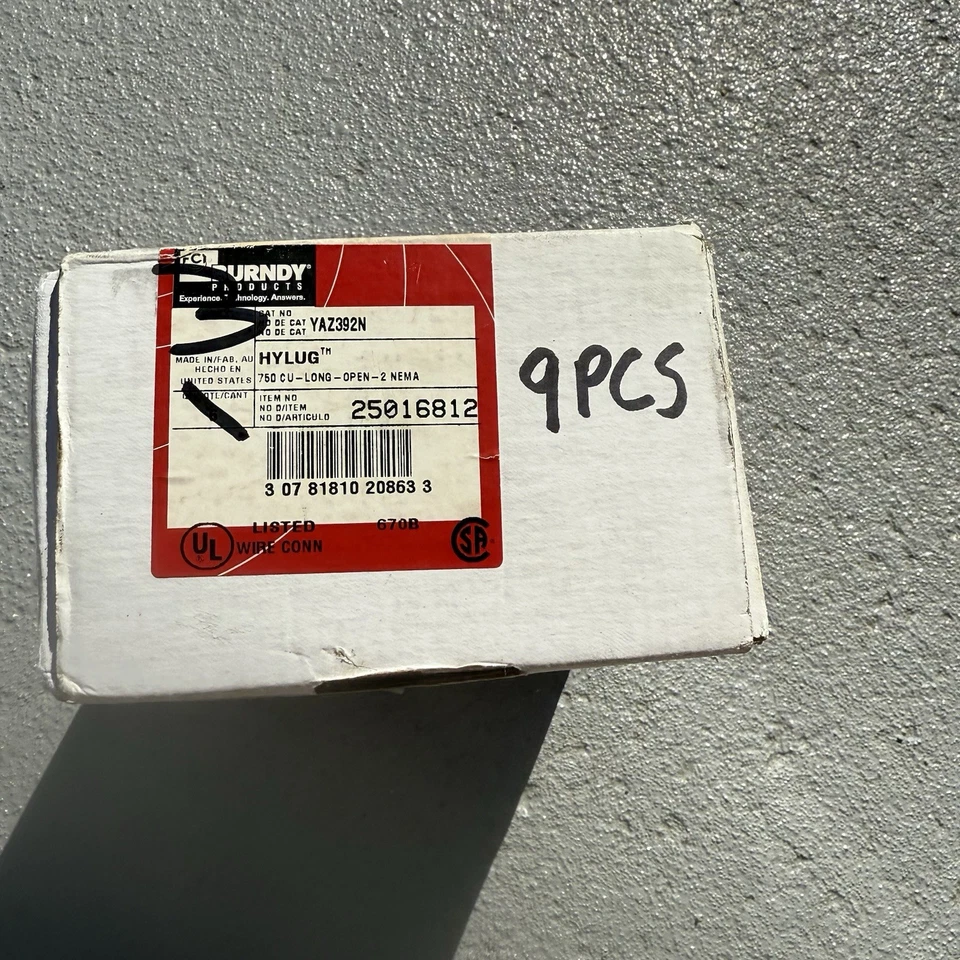 Burndy YAZ392N 750Kcm 2-Hole Long Lug Qty 9 Pieces - Image 4 of 4