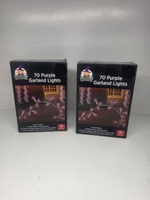 HAPPY HALLOWEEN 70 PURPLE GARLAND LIGHTS INDOOR/ OUTDOOR 2 Pack