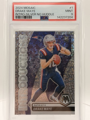 Panini 2024 Mosaic Introductions Drake Maye #1 No Huddle Silver Prizm PSA 9