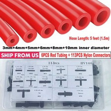 5ft 6pcs Silicone Vacuum Hose Pipe Automotive113pcs Vacuum Line Connectors Red