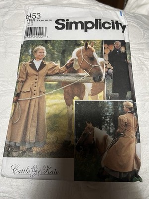 Simplicity Costume Pattern Cattle Kate 9453 Western Core Equestrian Coat Uncut