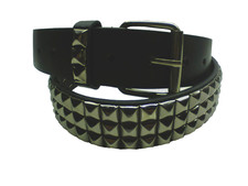 Black Belt 45" Leather Studded Punk Gothic Funk Three Row Pyramid Studded NEW