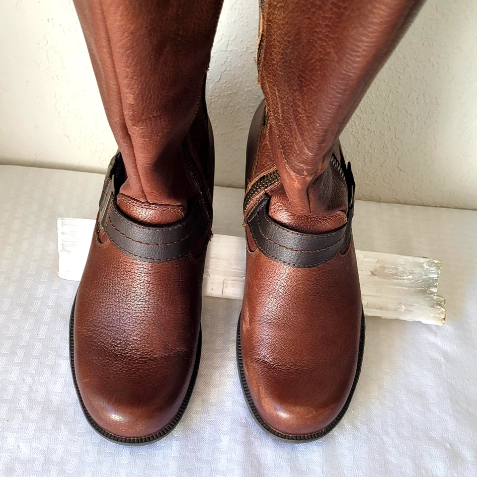 Earth Origins Botas Mujer 9.5 M Portia Hasta la Rodilla Montar Cuero Marrón Cremallera Foto 4 de 4