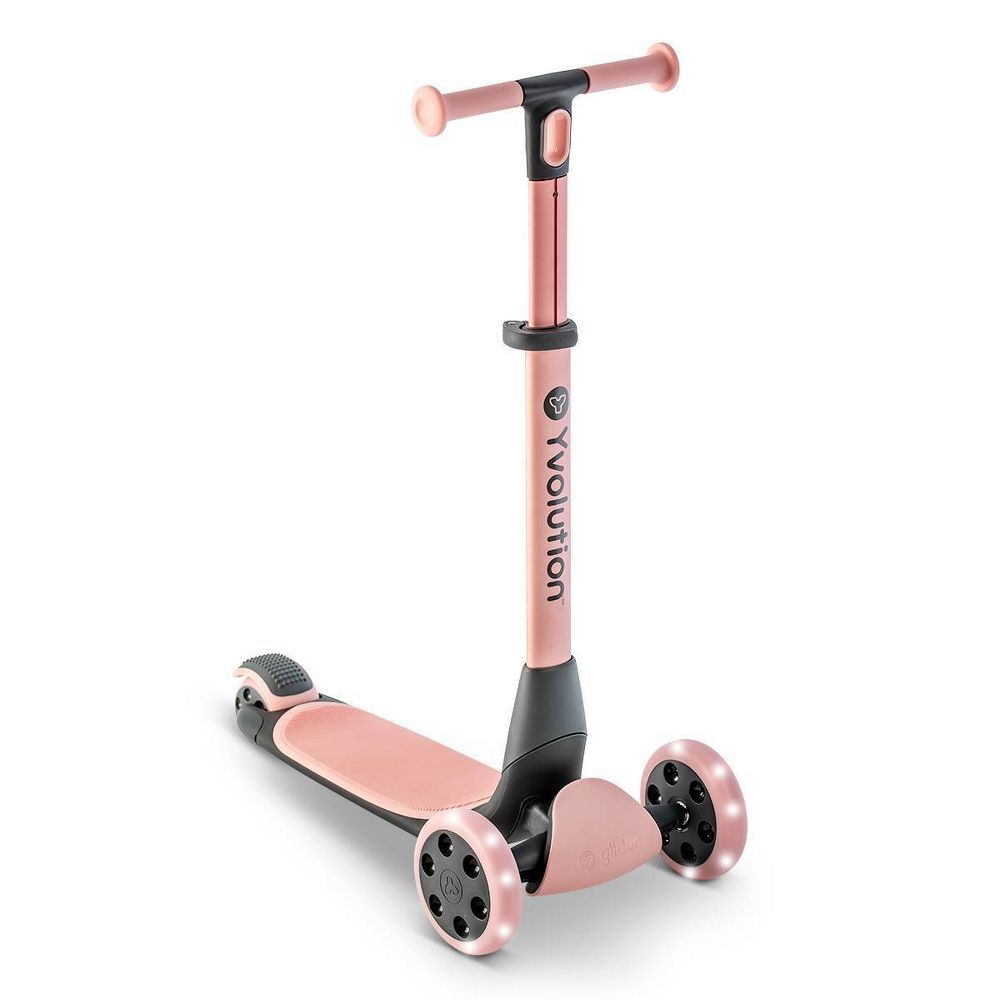 Yvolution Y Glider Nua 3 Wheel Kids Kick Scooter with LED lights - Pink