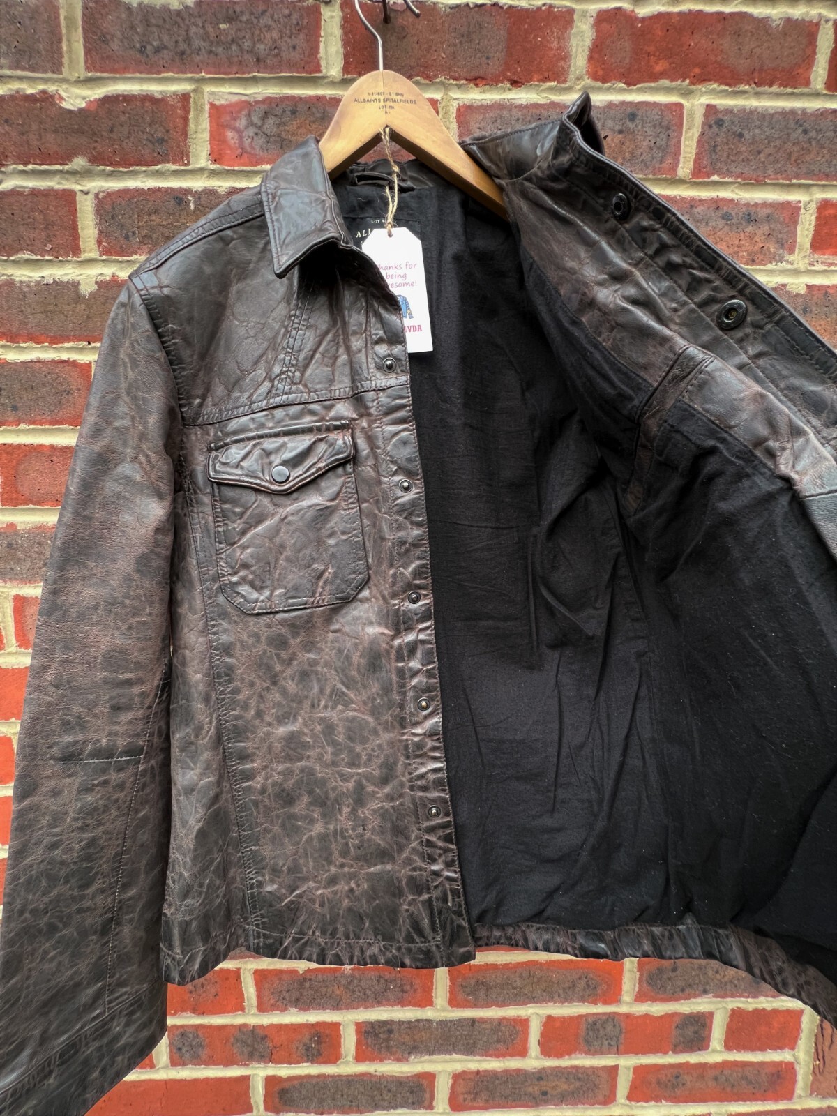 All Saints Mens RUIN Leather Shirt Jacket SMALL Rock Biker shacket