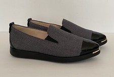 Cole Haan Women's Grand Ambition Loafer Size 8B Gray Textile Patent Leather Gold