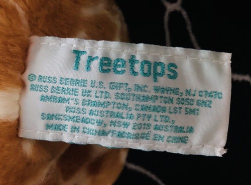 Juguete de peluche Russ Baby Russ Berrie regalo de EE. UU. copa de árbol jirafa 8 pulgadas - Imagen 8 de 9