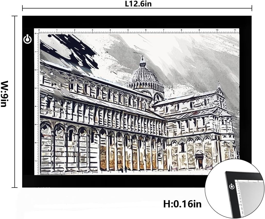 Portably Slim A4 LED Drawing Light Pad - Adjustable Brightness for Artists