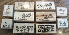 Stampin Up 2004 " Smorgasborders " Set Of 9 Rubber Stamp : Friends , Love