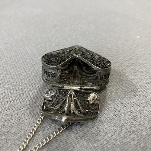 "Handgefertigt silber filigran klappbar Herzform Anhänger Medaillon Box 1,5"" x 1,5"" - Bild 7 von 8