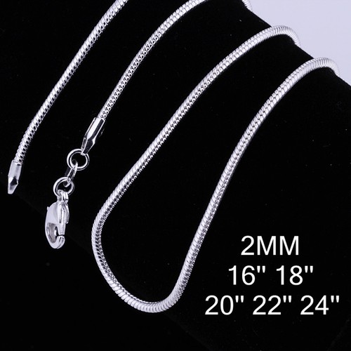 925 Sterling Silver Plated 2MM Necklace Chains Men Women 16",18",20",22",24" - Picture 37 of 48
