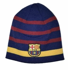 Rhinox FC Barcelona Knit Beanie Hat Striped Navy Red Yellow Official Licensed