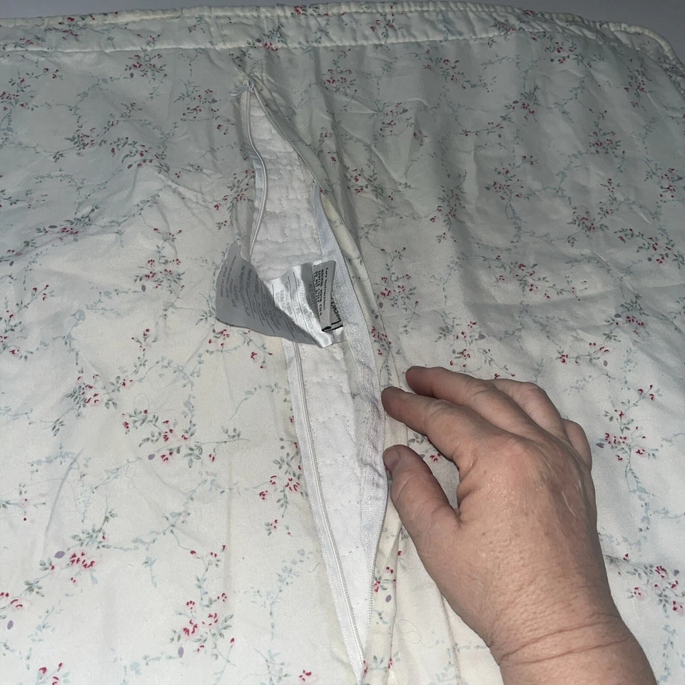 Quilted Pillow Sham Patchwork Pinks/Tan/Blue Cotton Shabby Chic Single Standard - Image 3 of 4