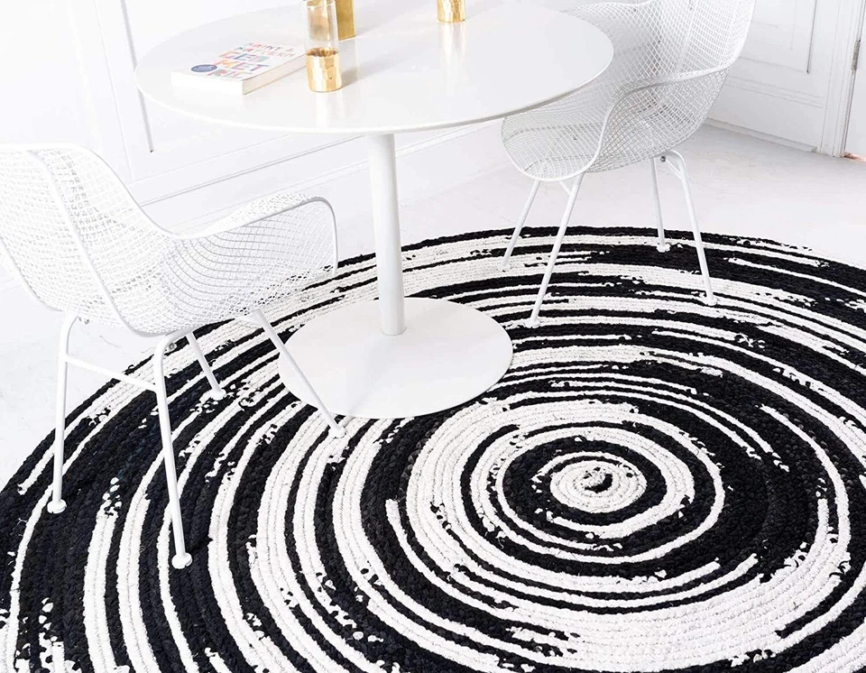 Beautiful Braided Round Area Rug Carpet Bohemian Living Room Decor Floor Rugs - Image 2 of 4