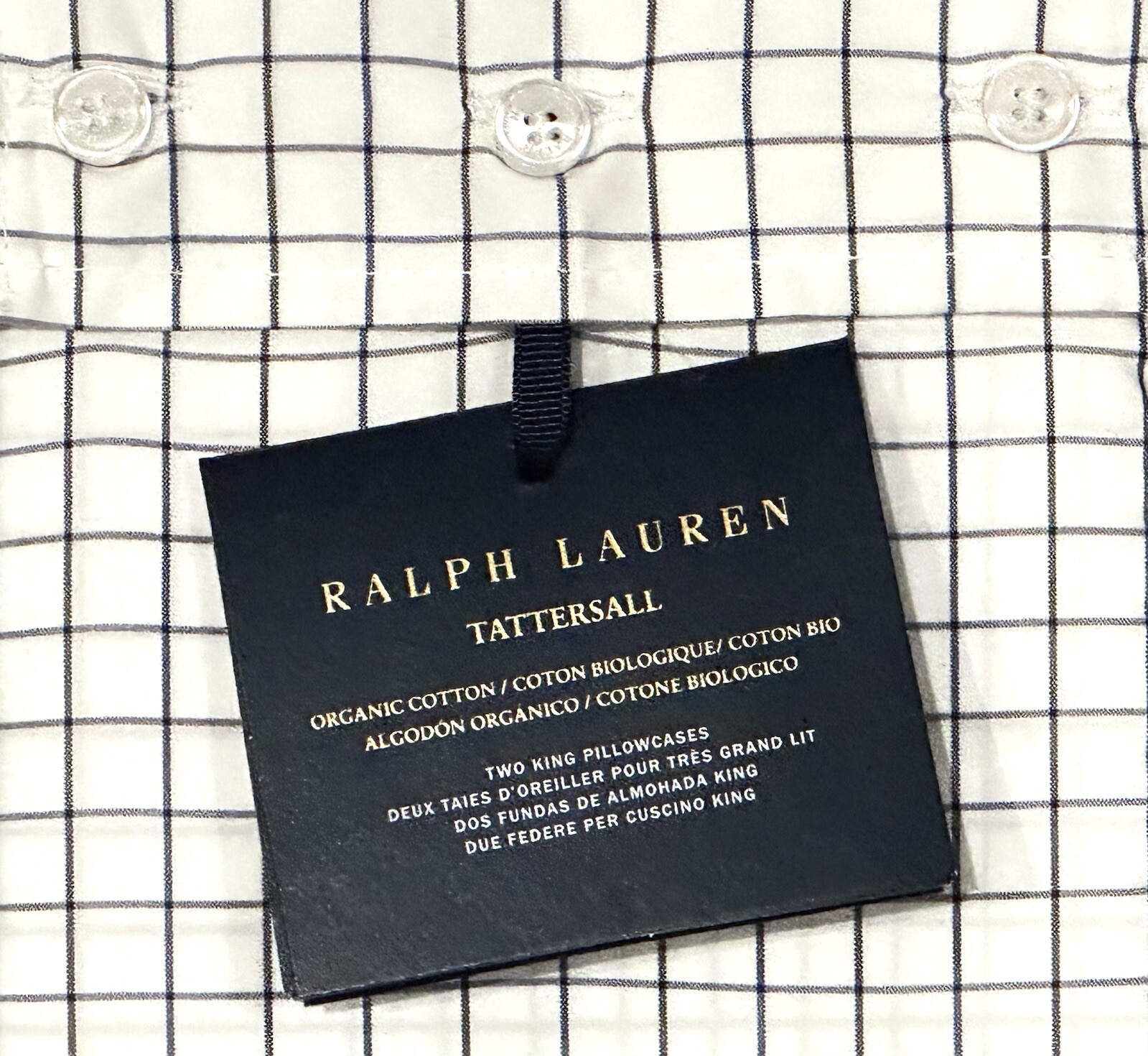 $215 NWT RALPH LAUREN HOME 2 KING PILLOWCASES 464 TC COTTON NAVY BLACK WHITE