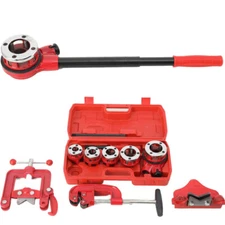 Pipe Threader Ratchet Typeand5 Dies Set Pipe Cutter Threading Tool 3/8''-1-1/4''