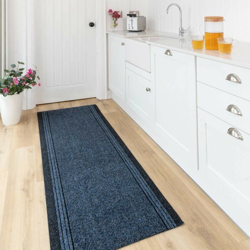 Anti Slip Hall Runner | Great Value Office Mats | Navy Hallway Rug | 66cm Width - Picture 3 of 8
