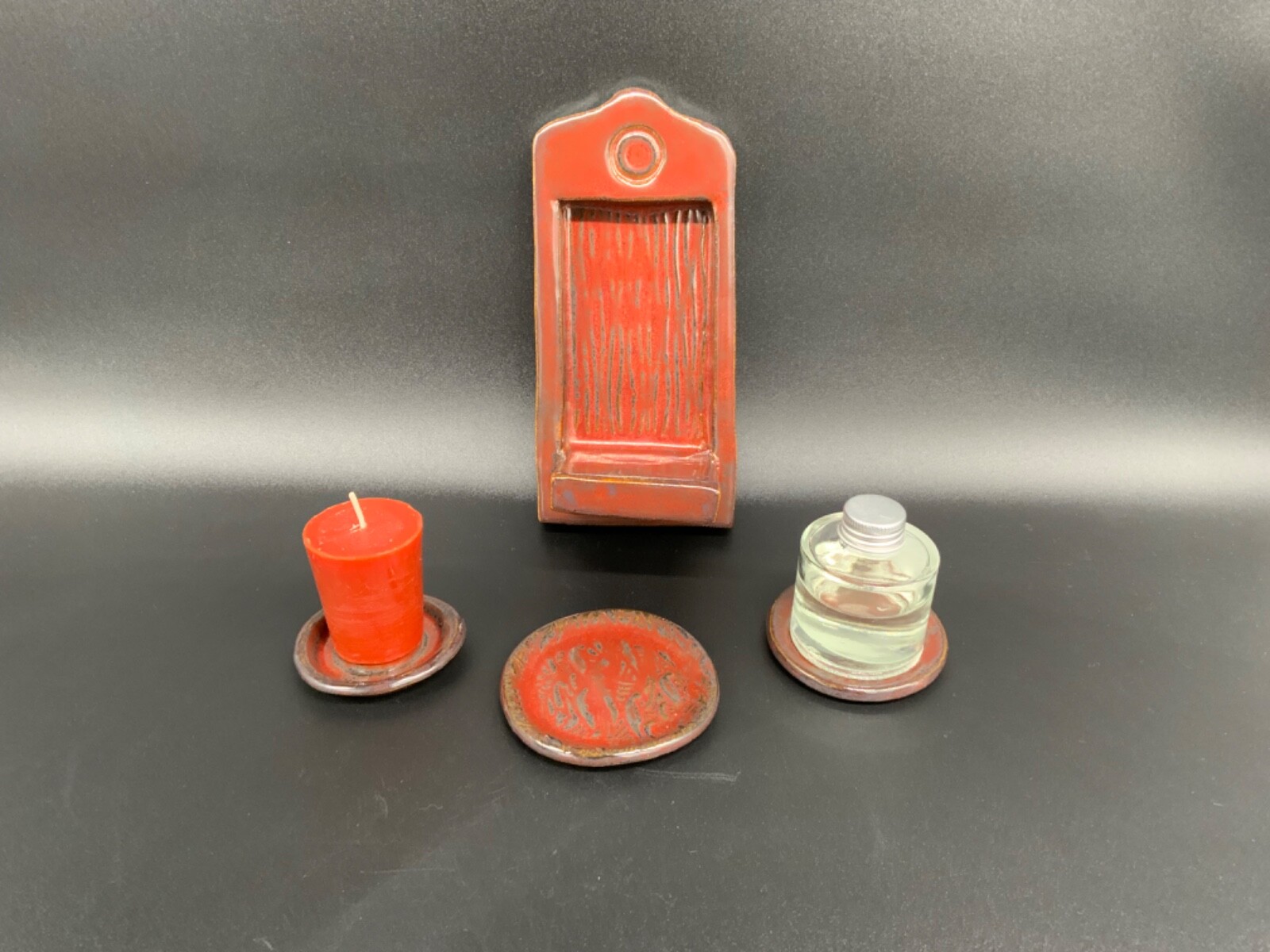 Handmade pottery wall sconce for reed diffusers or candles by clay artist  -image