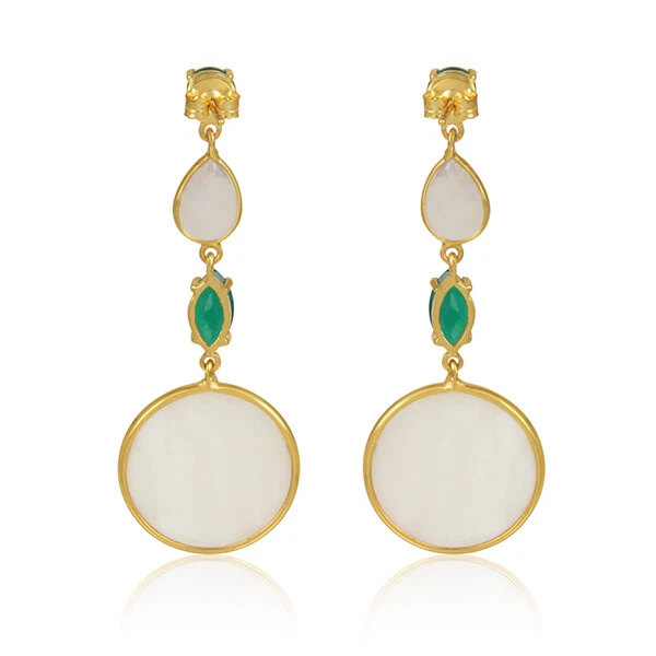 Pendientes de plata de ley 925 enchapados en oro de 18 quilates con piedras preciosas de madreperla Foto 3 de 3