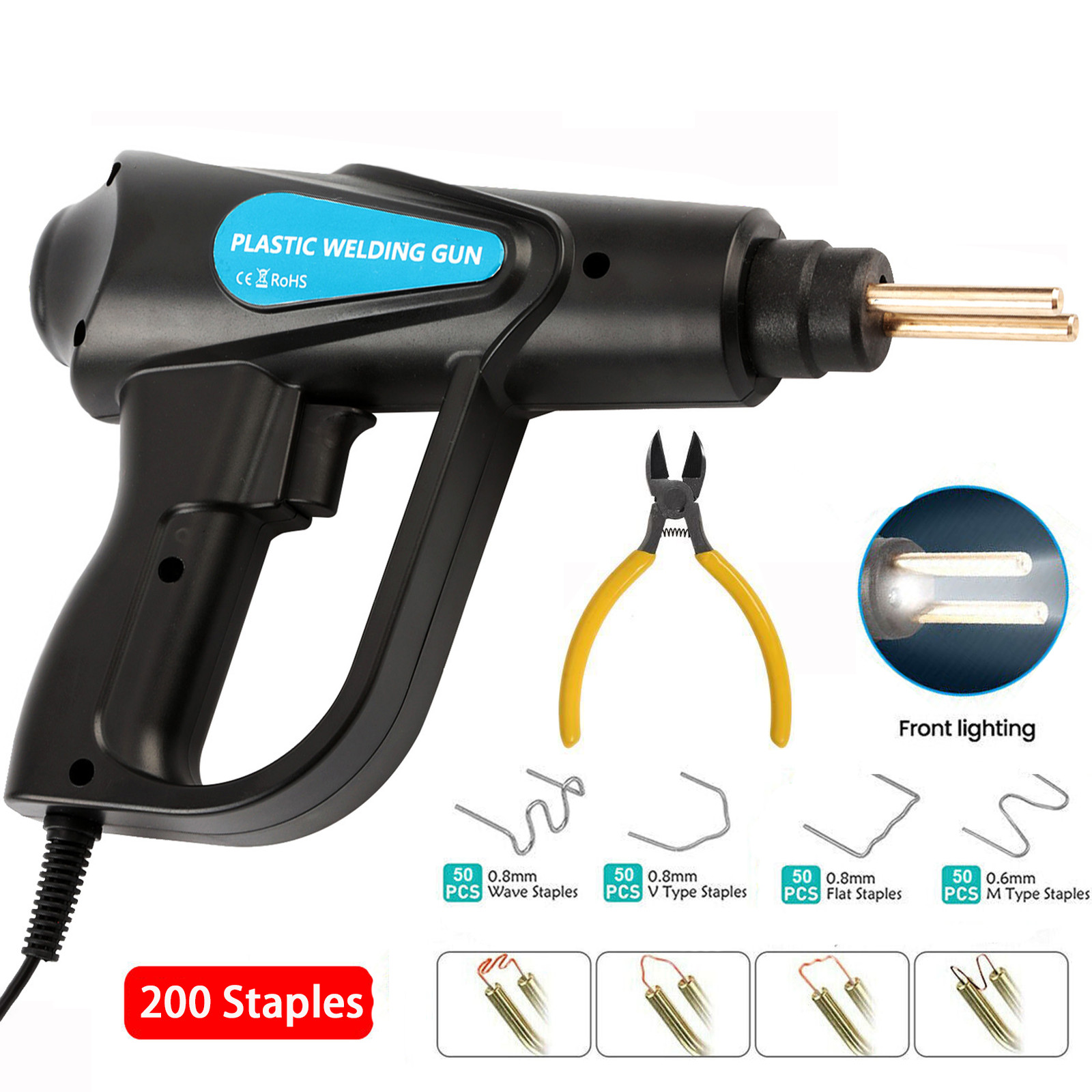 Plastic Welder Bumper Repair Kit Welding Gun Soldering Tool 200 Staples