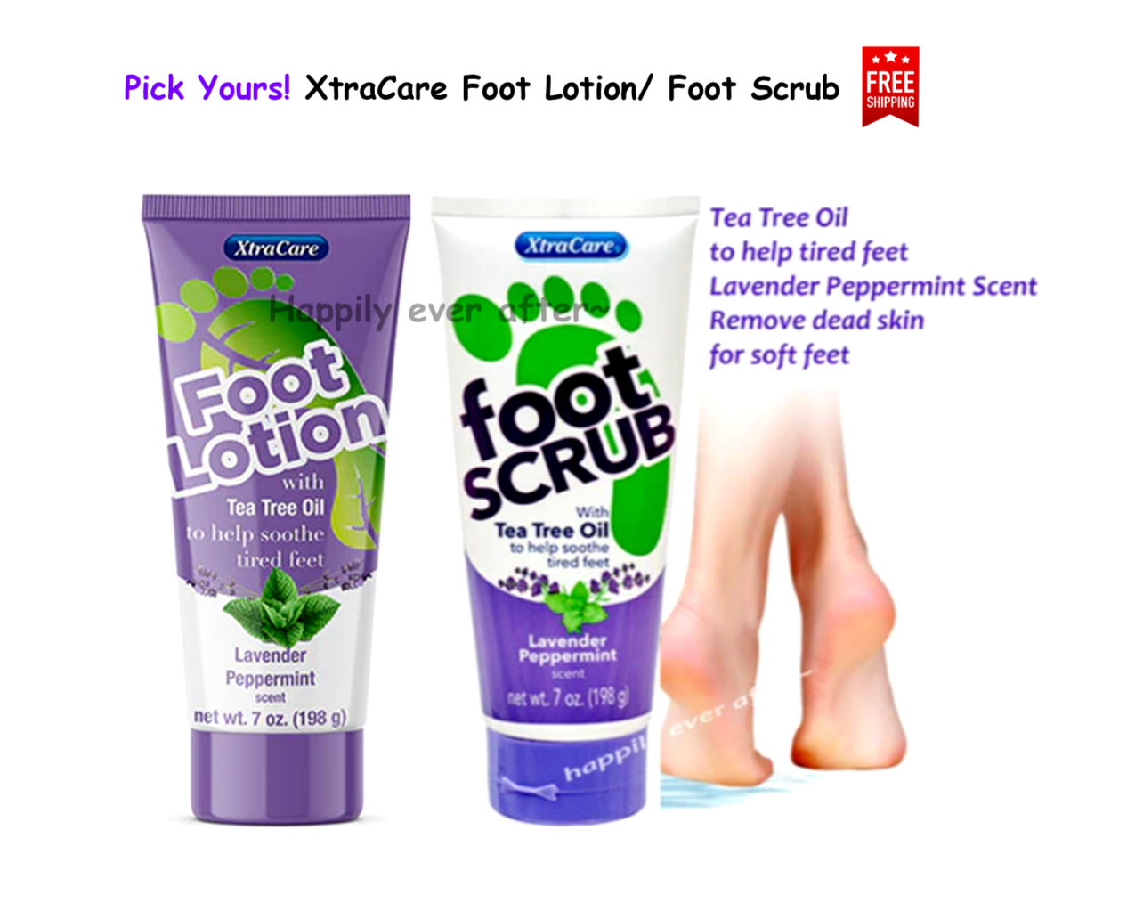 XtraCare Foot Scrub/ Foot Lotion With Tea Tree Oil Lavender Peppermint