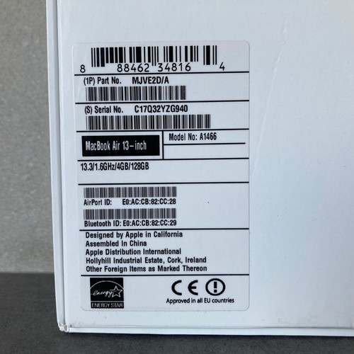 apple macbook air 7,2 early 2015 13,3" a1466 mjve2 1,6ghz 4gb 128GB mjve2d/a - Imagen 4 de 12