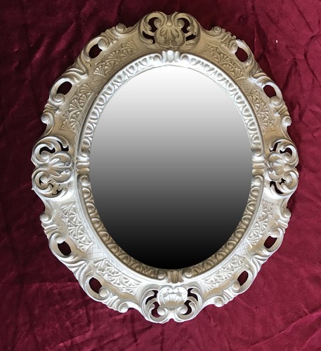 Espejo de pared espejo BLANCO PLATA Dualcolor OVALADO 45x38 BARROCO antiguo REPRO vintage  - Imagen 91 de 145