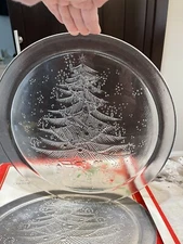 VINTAGE LES VERRERIES DE SAINT GOBAIN DURALEX 13" GLASS PLATTER CHRISTMAS TREE
