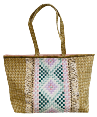 Estee Lauder Tan STRAW-LOOK (cotton fabric) Beach Bag Large Tote