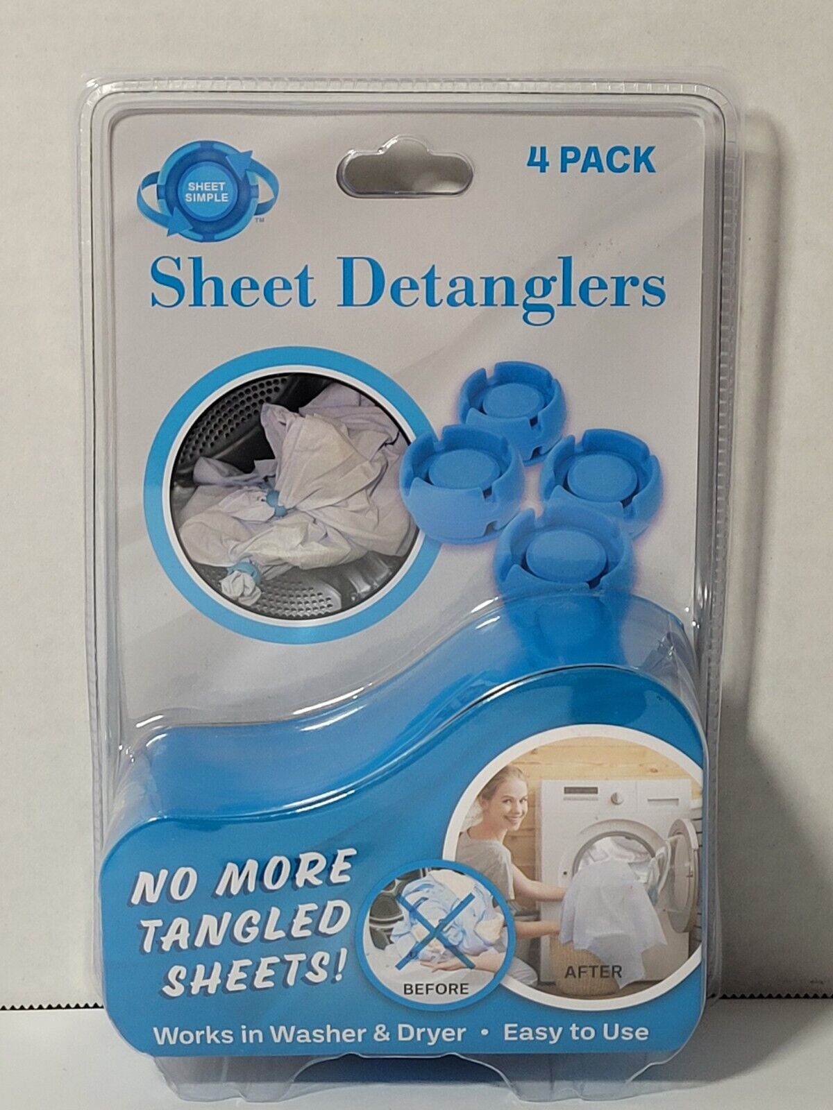 HomeWell Sheet Detanglers 4-Pack Washer & Dryer Laundry Sheet Detanglers  New