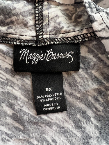 Maggie Barnes Women Open Cardigan 5X Liquid Knit Black White Grey Plus Size - Picture 4 of 4