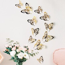 12 pcs 3d Gold New Model butterfly wall decor, party, wedding, diy