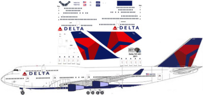 Delta Boeing Final livery 747-400 pointerdog7 decals for Revell 1/144 kit