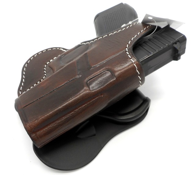 Tagua Premium Brown Leather Thumb Break Rotating Paddle Holster for