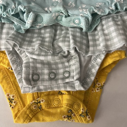 CARTERS One Piece Body Suits NB Baby Girl 3 Rompers Jumpsuits Peplum Cap Sleeve - Picture 10 of 12