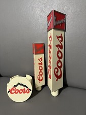 3 Sided Coors Banquet beer tap handle Set with coaster set.