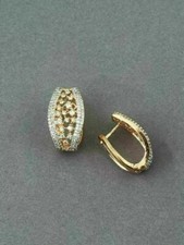 2 Ct Round Cut Lab-Created Diamond Huggie Hoop Earrings 14K Yellow Gold Plated