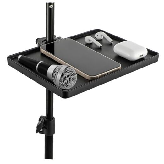 Microphone Stand Tray, Universal Clamp-On Rack Tray, Mic Stand Holder with-image
