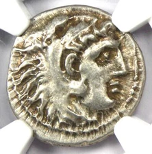 Alexander the Great AR Drachm Greek Macedon Coin 336 BC - NGC Choice XF (EF) 
