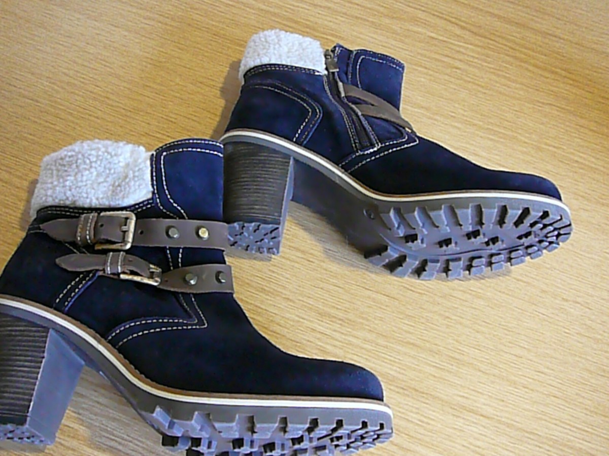 Marco Tozzi Chelsea Boots Blaue Leder Stiefeletten Damen Tamaris