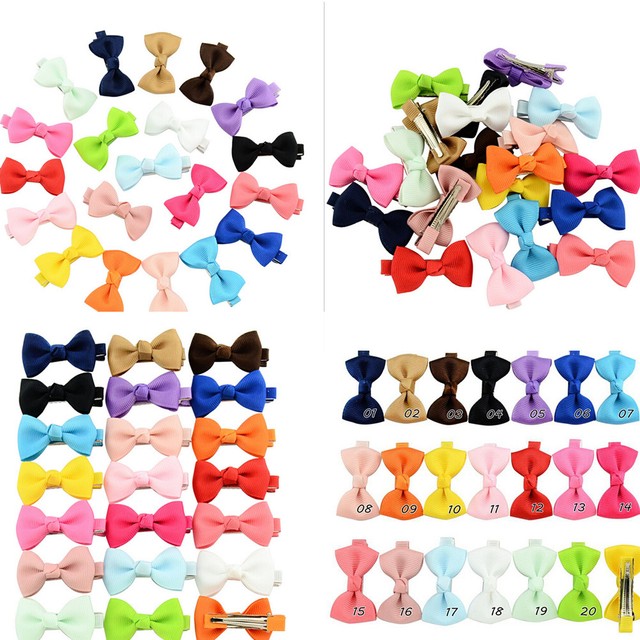 20pcs Hair Bows Band Boutique Alligator Clip Grosgrain Ribbon