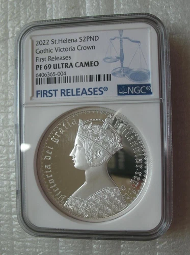UK Victoria Gothic Crown Wyon Design St.Helena 2Pounds 2022 Silver Coin NGC PF69