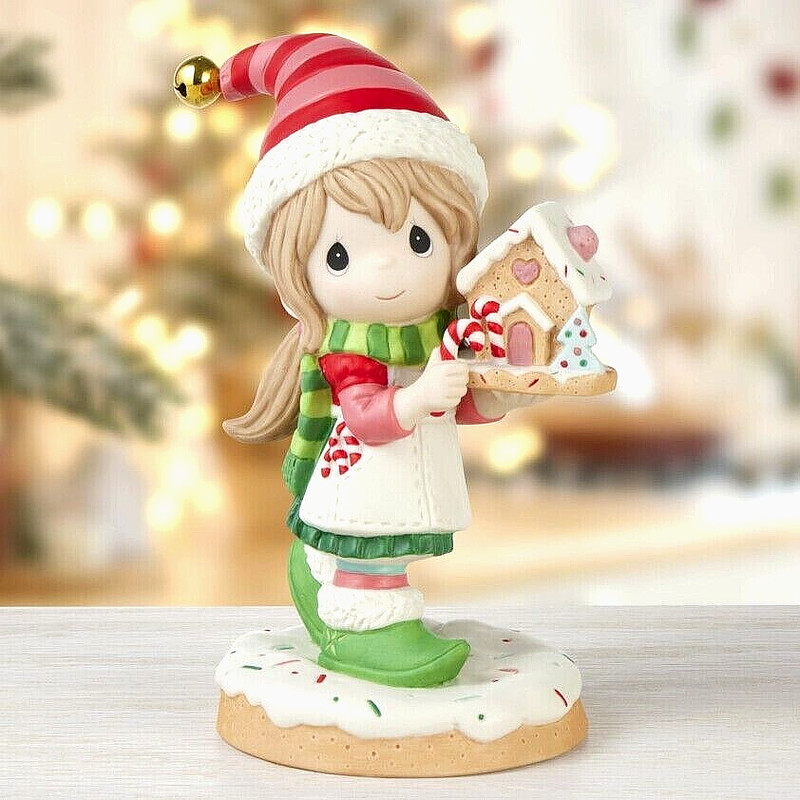⌘SALE⌘ New PRECIOUS MOMENTS Christmas Figurine GINGERBREAD HOUSE COOKIE Elf Girl