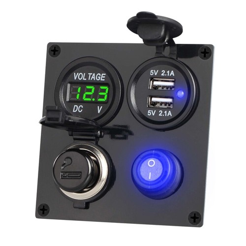 Motorcycle Power Outlet RV 2.1A&2.1A Gauge Voltmeter Charger for SUV Marine - 第 5/9 張圖片