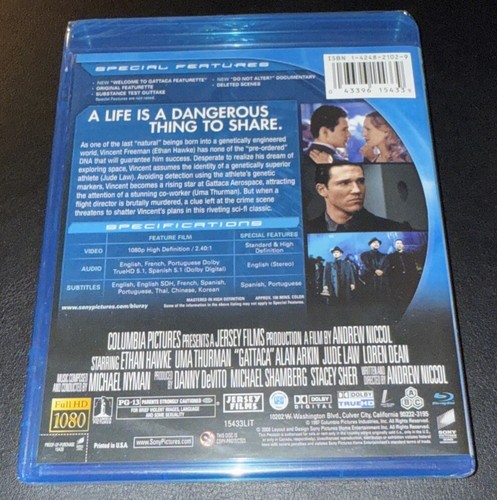 New! "GATTACA (1997)" Ethan Hawke/Uma Thurman (Special Ed. Blu-ray 2008) SEALED - Picture 3 of 5