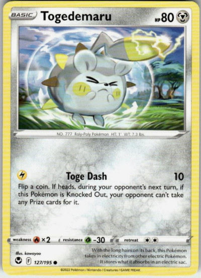 Togedemaru 127/195 - Silver Tempest - Pokemon - NM/M